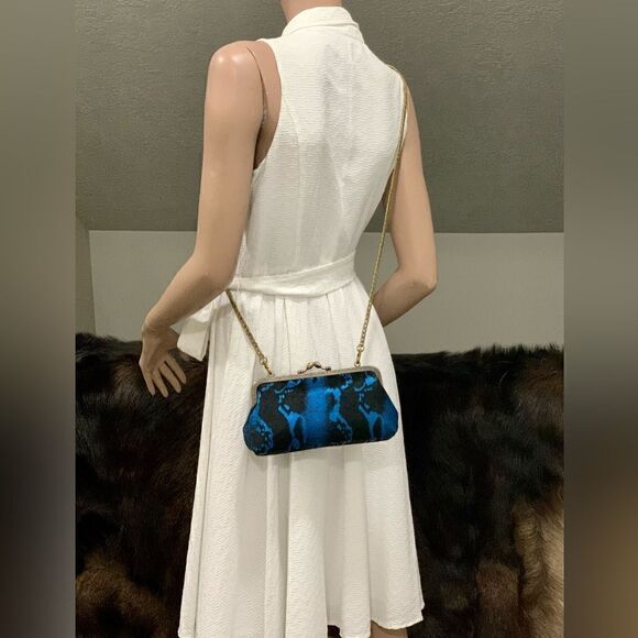 Handmade Real Hair-on Calf hide  Embossed Kisslock Clutch/Wristlet/Crossbody - Picture 8 of 16